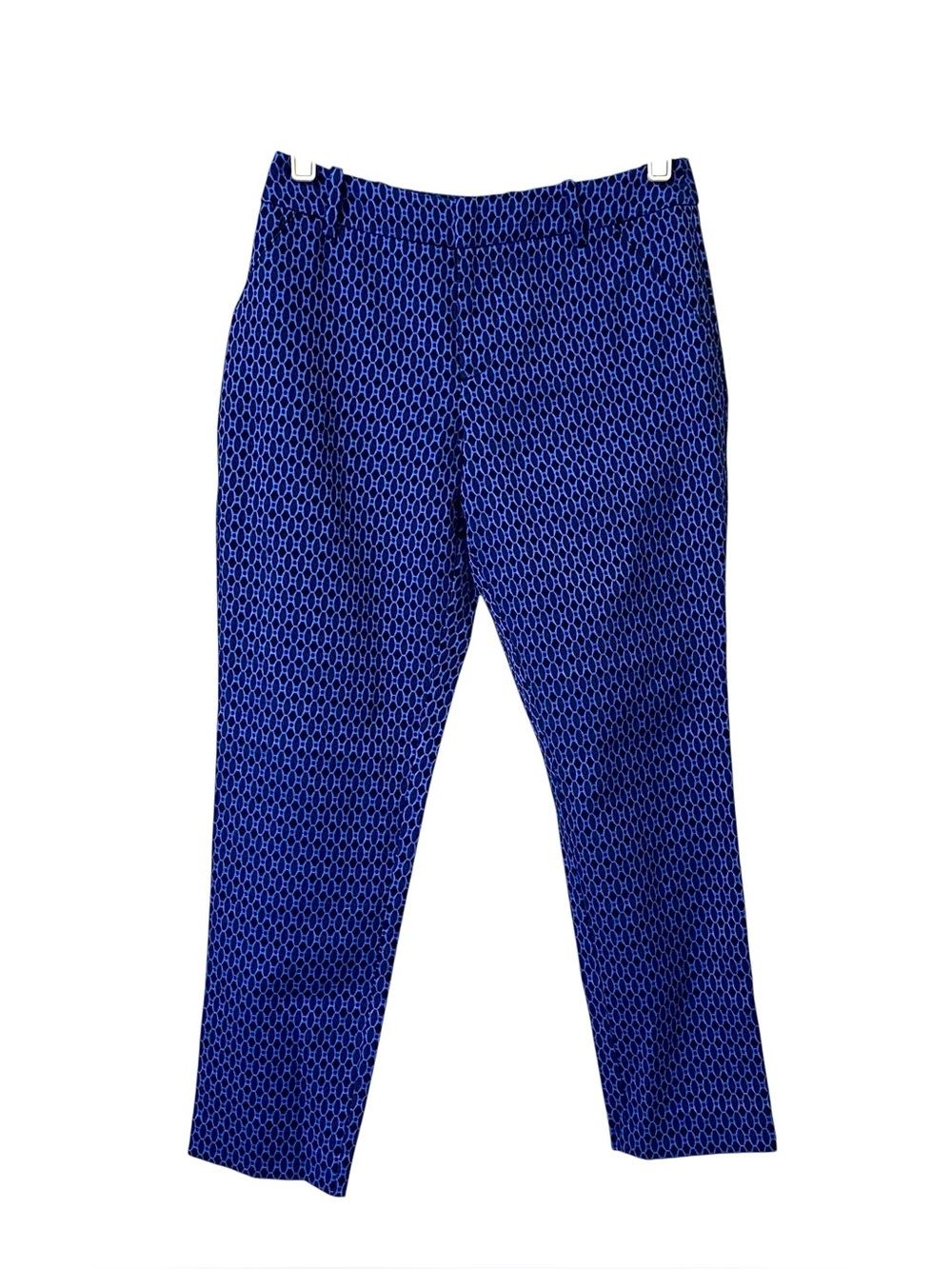 Merona blue & black pattern print stretch extensible curvy office work pants 2